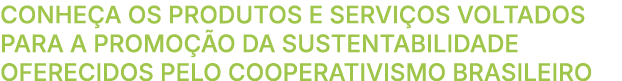 Conhe a os produtos e servi os voltados PARA A promo o da sustentabilidade oferecidos pelo cooperativismo brasileiro