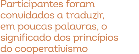 Participantes foram convidados a traduzir, em poucas palavras, o significado dos princ pios do cooperativismo