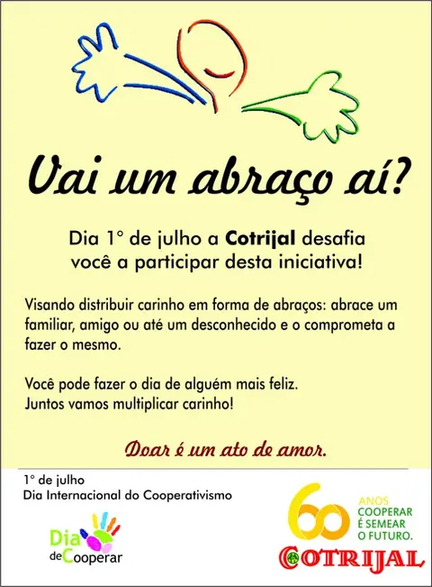 Dia de Cooperar: Cotrijal lança campanha “Vai um abraço aí?”