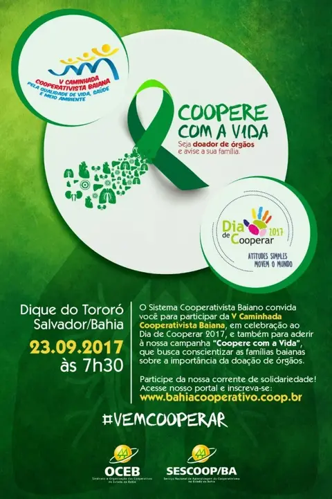 V Caminhada Cooperativista Baiana incentiva a doação de órgãos